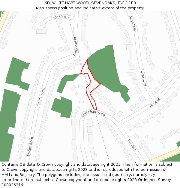 6B, WHITE HART WOOD, SEVENOAKS, TN13 1RR: Location map and indicative extent of plot