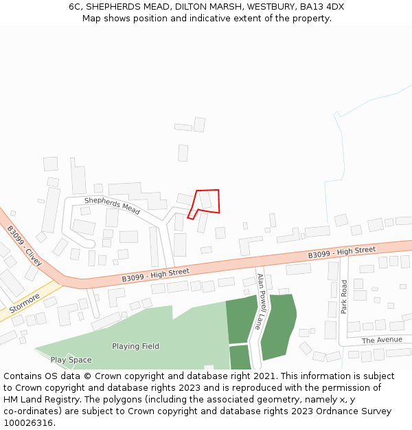 6C, SHEPHERDS MEAD, DILTON MARSH, WESTBURY, BA13 4DX: Location map and indicative extent of plot