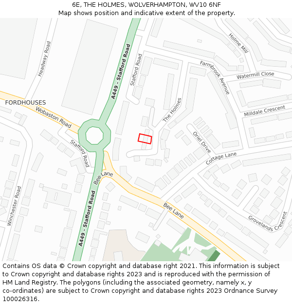 6E, THE HOLMES, WOLVERHAMPTON, WV10 6NF: Location map and indicative extent of plot