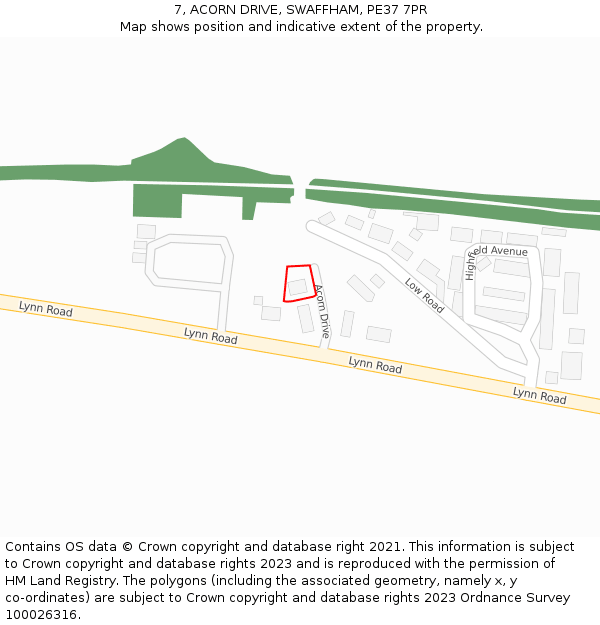7, ACORN DRIVE, SWAFFHAM, PE37 7PR: Location map and indicative extent of plot