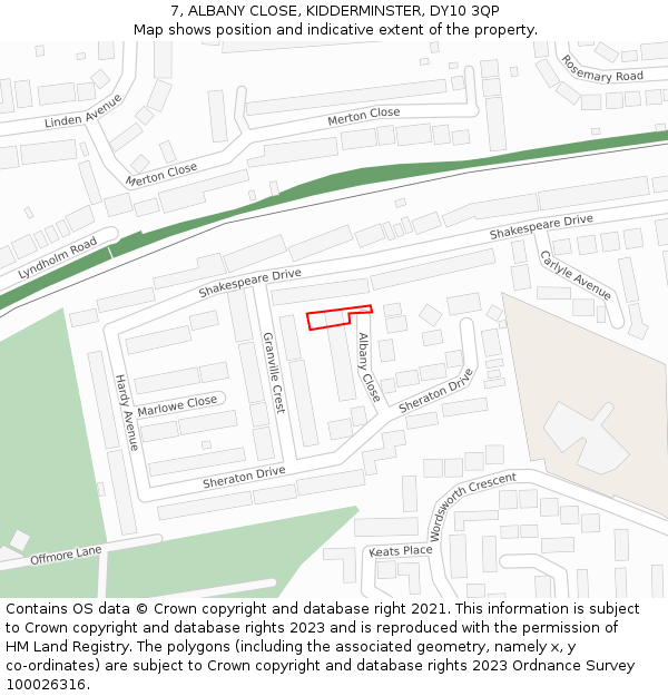 7, ALBANY CLOSE, KIDDERMINSTER, DY10 3QP: Location map and indicative extent of plot