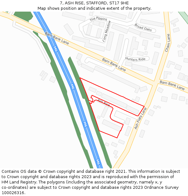 7, ASH RISE, STAFFORD, ST17 9HE: Location map and indicative extent of plot