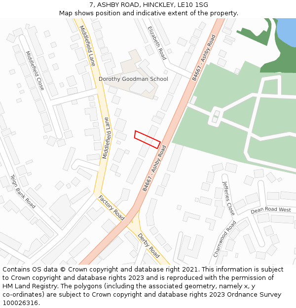7, ASHBY ROAD, HINCKLEY, LE10 1SG: Location map and indicative extent of plot