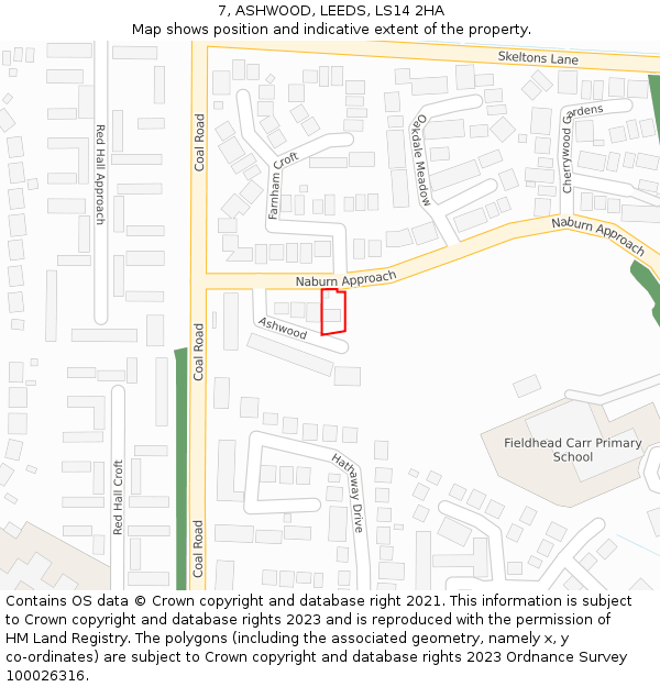 7, ASHWOOD, LEEDS, LS14 2HA: Location map and indicative extent of plot