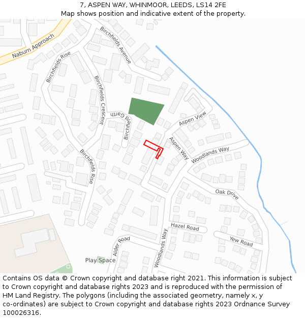 7, ASPEN WAY, WHINMOOR, LEEDS, LS14 2FE: Location map and indicative extent of plot