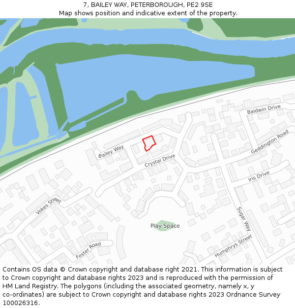 7, BAILEY WAY, PETERBOROUGH, PE2 9SE: Location map and indicative extent of plot