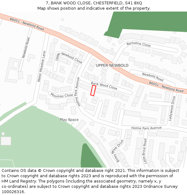 7, BANK WOOD CLOSE, CHESTERFIELD, S41 8XQ: Location map and indicative extent of plot