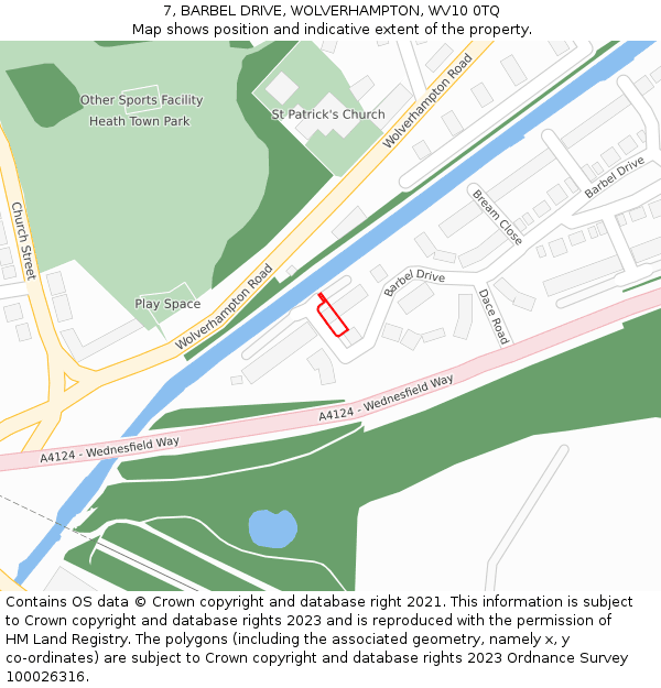 7, BARBEL DRIVE, WOLVERHAMPTON, WV10 0TQ: Location map and indicative extent of plot