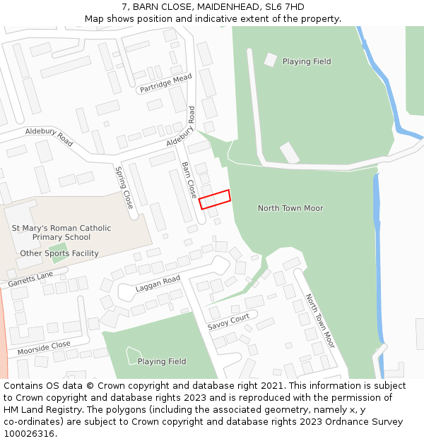 7, BARN CLOSE, MAIDENHEAD, SL6 7HD: Location map and indicative extent of plot