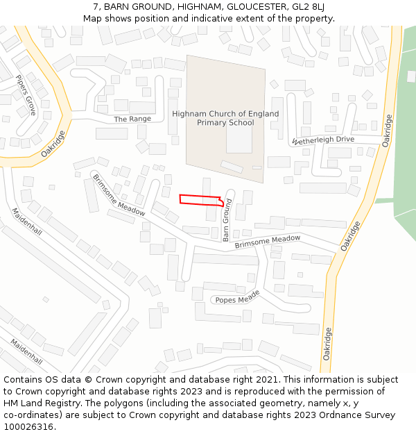 7, BARN GROUND, HIGHNAM, GLOUCESTER, GL2 8LJ: Location map and indicative extent of plot