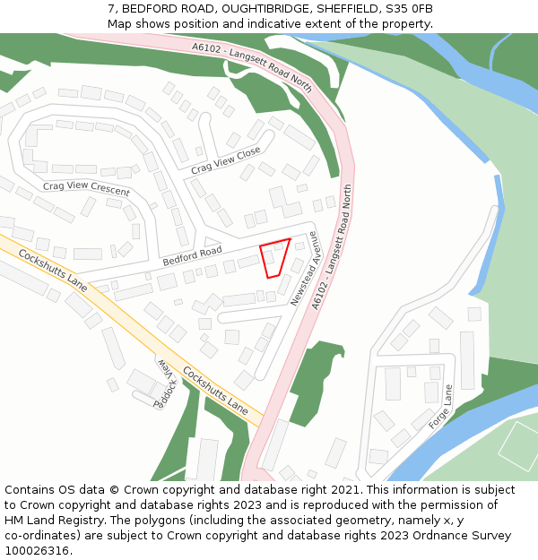 7, BEDFORD ROAD, OUGHTIBRIDGE, SHEFFIELD, S35 0FB: Location map and indicative extent of plot