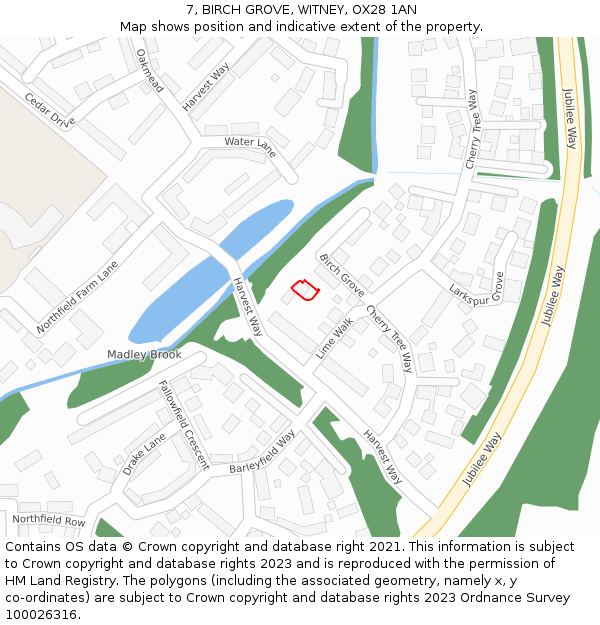 7, BIRCH GROVE, WITNEY, OX28 1AN: Location map and indicative extent of plot