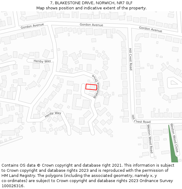 7, BLAKESTONE DRIVE, NORWICH, NR7 0LF: Location map and indicative extent of plot