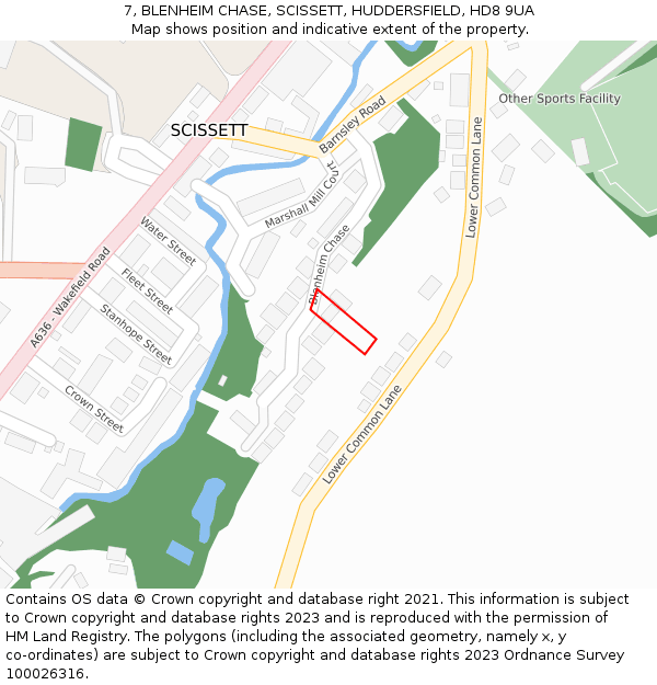 7, BLENHEIM CHASE, SCISSETT, HUDDERSFIELD, HD8 9UA: Location map and indicative extent of plot