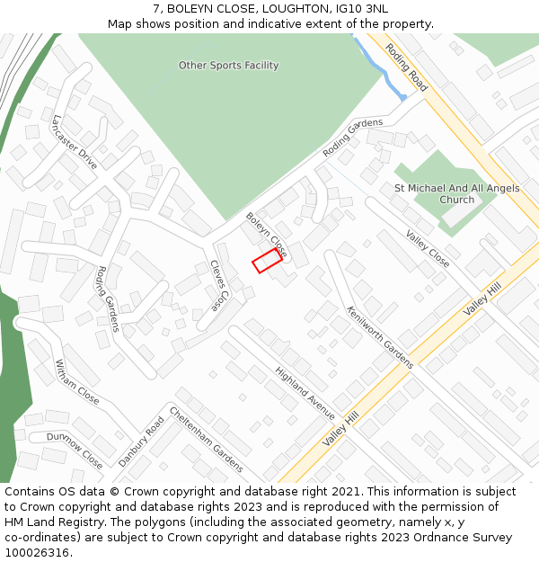 7, BOLEYN CLOSE, LOUGHTON, IG10 3NL: Location map and indicative extent of plot