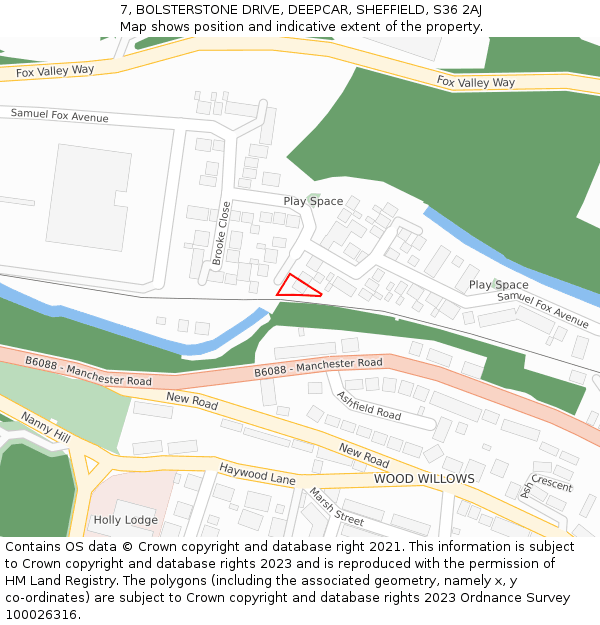 7, BOLSTERSTONE DRIVE, DEEPCAR, SHEFFIELD, S36 2AJ: Location map and indicative extent of plot