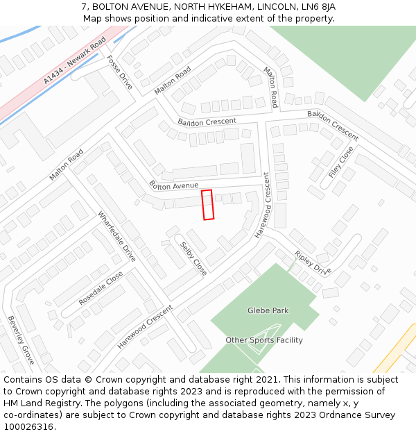 7, BOLTON AVENUE, NORTH HYKEHAM, LINCOLN, LN6 8JA: Location map and indicative extent of plot