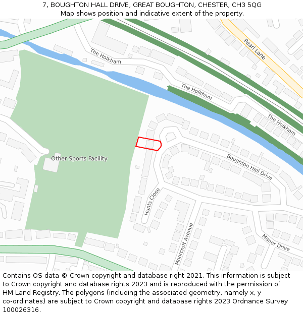 7, BOUGHTON HALL DRIVE, GREAT BOUGHTON, CHESTER, CH3 5QG: Location map and indicative extent of plot