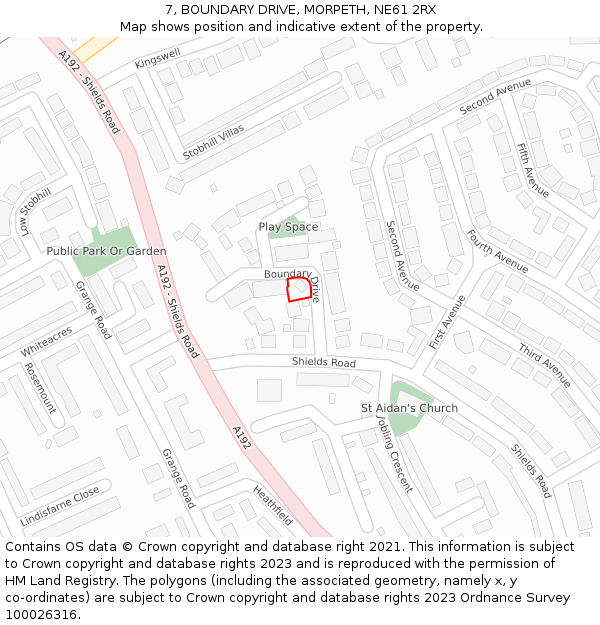 7, BOUNDARY DRIVE, MORPETH, NE61 2RX: Location map and indicative extent of plot