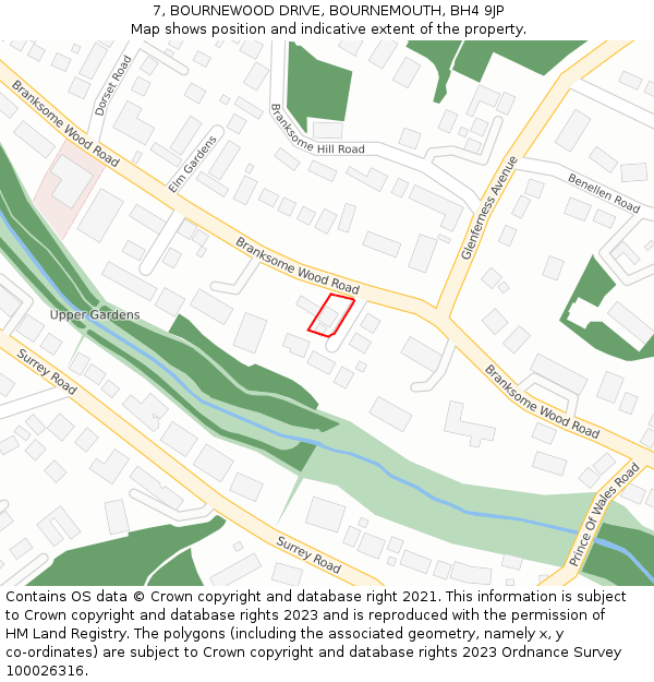 7, BOURNEWOOD DRIVE, BOURNEMOUTH, BH4 9JP: Location map and indicative extent of plot