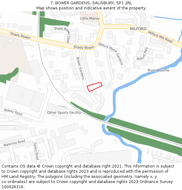 7, BOWER GARDENS, SALISBURY, SP1 2RL: Location map and indicative extent of plot