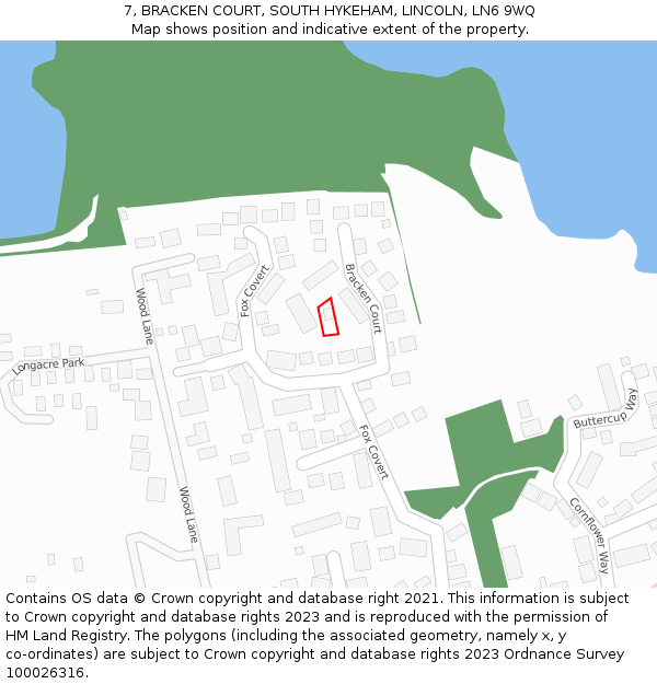 7, BRACKEN COURT, SOUTH HYKEHAM, LINCOLN, LN6 9WQ: Location map and indicative extent of plot