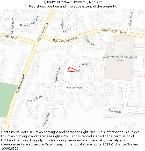 7, BRAYFIELD WAY, NORWICH, NR6 7ET: Location map and indicative extent of plot
