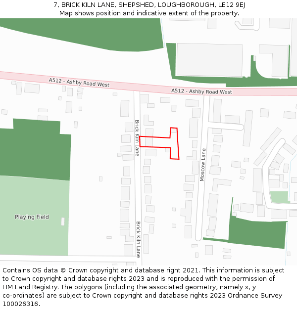 7, BRICK KILN LANE, SHEPSHED, LOUGHBOROUGH, LE12 9EJ: Location map and indicative extent of plot