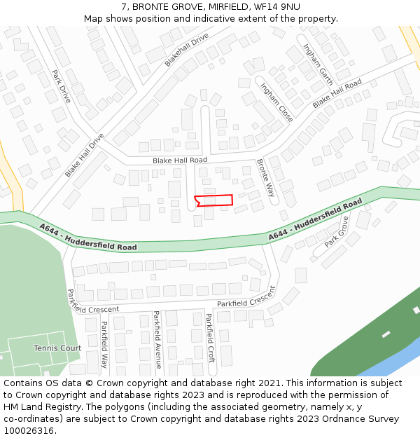 7, BRONTE GROVE, MIRFIELD, WF14 9NU: Location map and indicative extent of plot