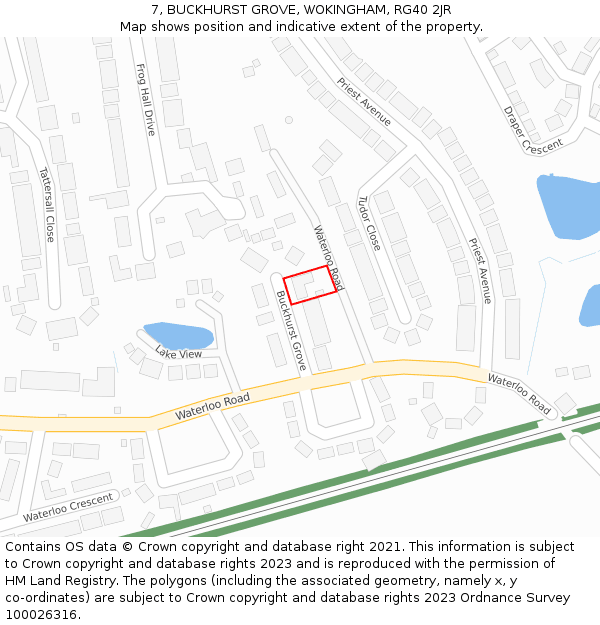7, BUCKHURST GROVE, WOKINGHAM, RG40 2JR: Location map and indicative extent of plot