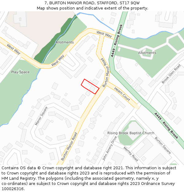 7, BURTON MANOR ROAD, STAFFORD, ST17 9QW: Location map and indicative extent of plot