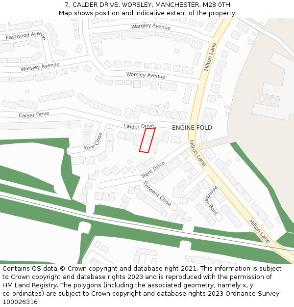 7, CALDER DRIVE, WORSLEY, MANCHESTER, M28 0TH: Location map and indicative extent of plot