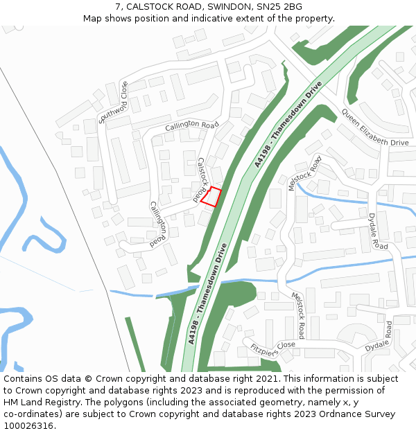 7, CALSTOCK ROAD, SWINDON, SN25 2BG: Location map and indicative extent of plot