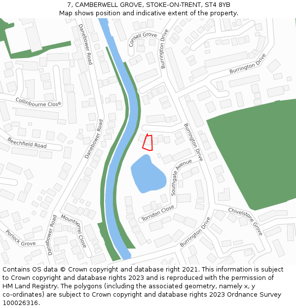 7, CAMBERWELL GROVE, STOKE-ON-TRENT, ST4 8YB: Location map and indicative extent of plot