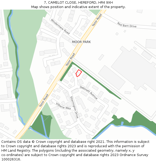 7, CAMELOT CLOSE, HEREFORD, HR4 9XH: Location map and indicative extent of plot