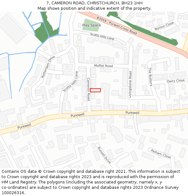 7, CAMERON ROAD, CHRISTCHURCH, BH23 1HH: Location map and indicative extent of plot