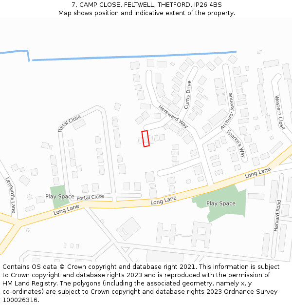 7, CAMP CLOSE, FELTWELL, THETFORD, IP26 4BS: Location map and indicative extent of plot
