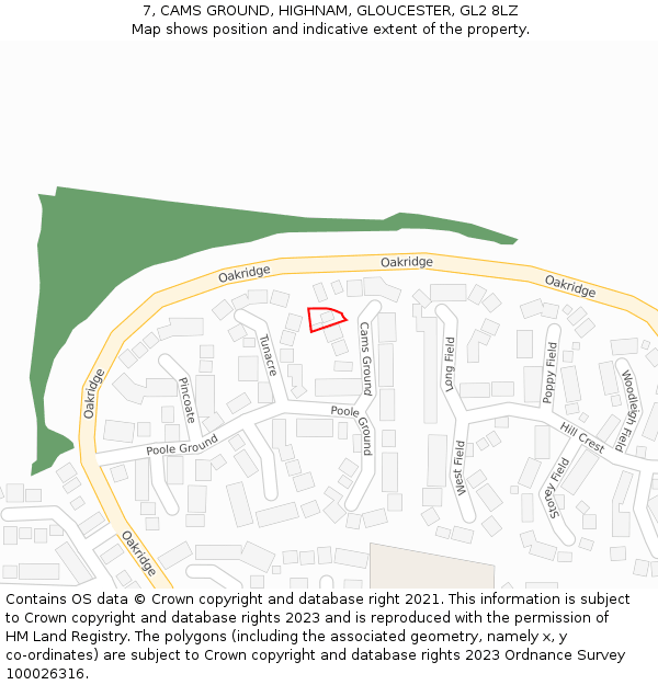 7, CAMS GROUND, HIGHNAM, GLOUCESTER, GL2 8LZ: Location map and indicative extent of plot
