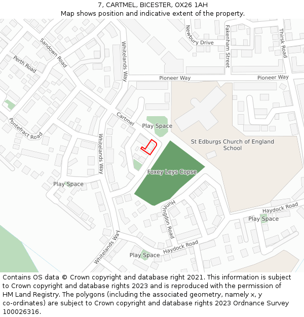 7, CARTMEL, BICESTER, OX26 1AH: Location map and indicative extent of plot