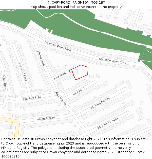 7, CARY ROAD, PAIGNTON, TQ3 1BY: Location map and indicative extent of plot