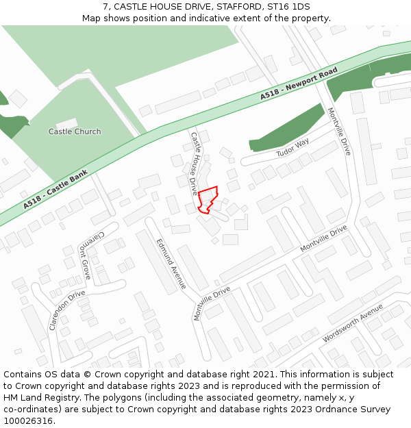 7, CASTLE HOUSE DRIVE, STAFFORD, ST16 1DS: Location map and indicative extent of plot
