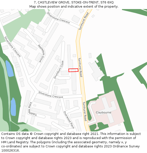 7, CASTLEVIEW GROVE, STOKE-ON-TRENT, ST6 6XQ: Location map and indicative extent of plot