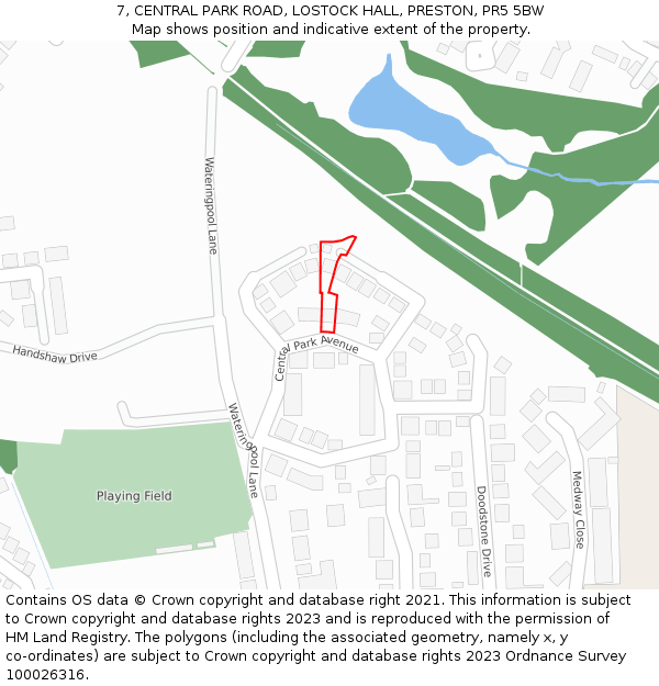7, CENTRAL PARK ROAD, LOSTOCK HALL, PRESTON, PR5 5BW: Location map and indicative extent of plot