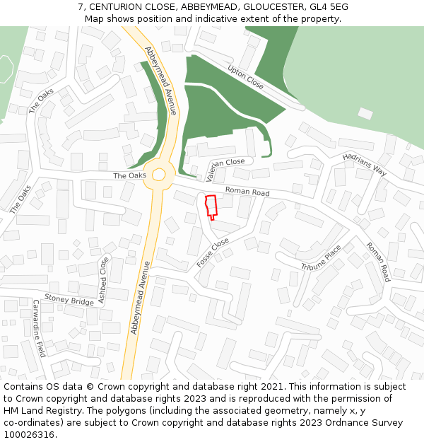 7, CENTURION CLOSE, ABBEYMEAD, GLOUCESTER, GL4 5EG: Location map and indicative extent of plot