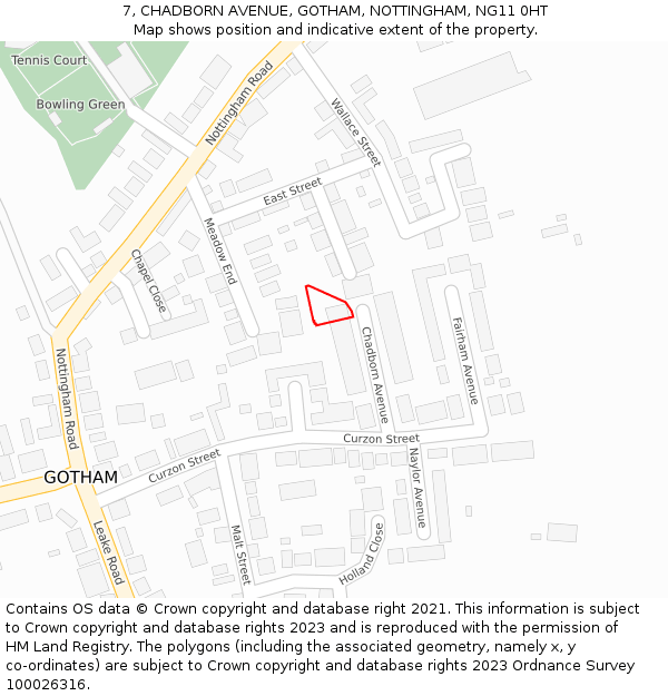 7, CHADBORN AVENUE, GOTHAM, NOTTINGHAM, NG11 0HT: Location map and indicative extent of plot
