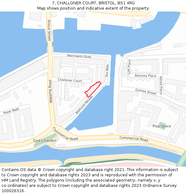 7, CHALLONER COURT, BRISTOL, BS1 4RG: Location map and indicative extent of plot