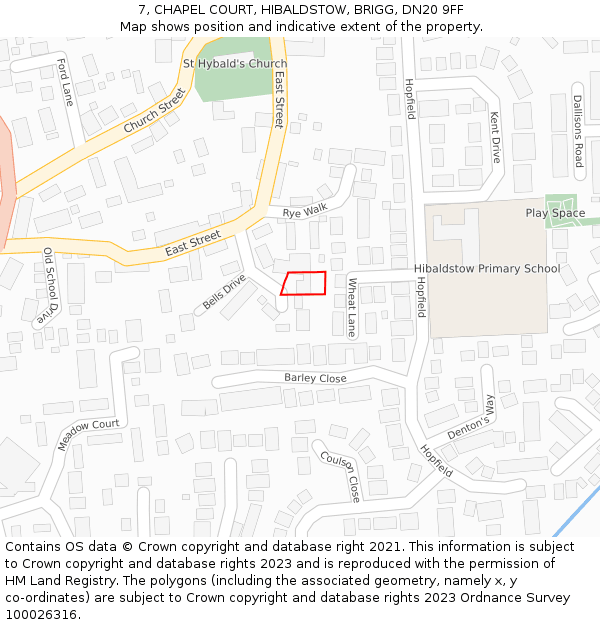 7, CHAPEL COURT, HIBALDSTOW, BRIGG, DN20 9FF: Location map and indicative extent of plot