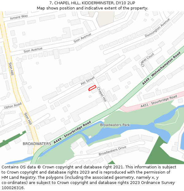 7, CHAPEL HILL, KIDDERMINSTER, DY10 2UP: Location map and indicative extent of plot