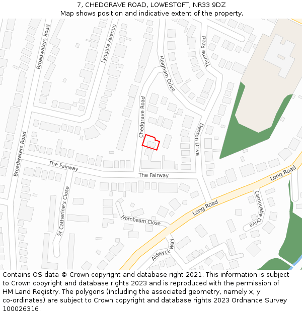 7, CHEDGRAVE ROAD, LOWESTOFT, NR33 9DZ: Location map and indicative extent of plot