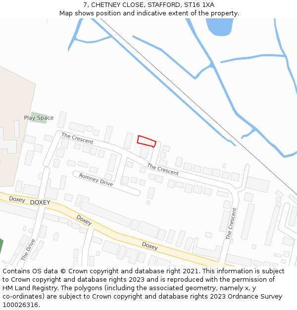 7, CHETNEY CLOSE, STAFFORD, ST16 1XA: Location map and indicative extent of plot